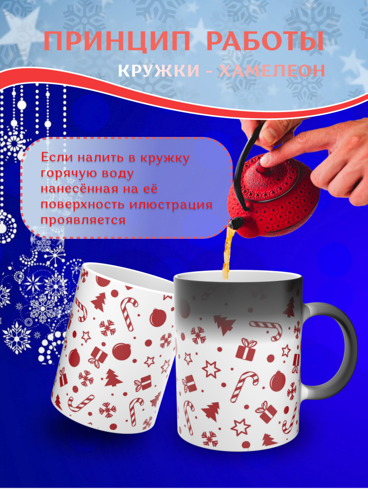 Подарок на новый год Кружка-хамелеон С Новым годом