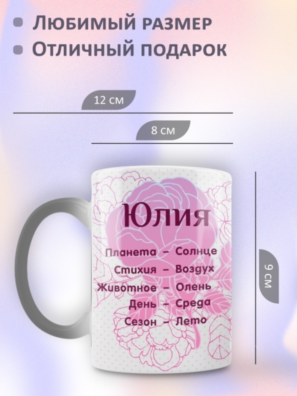 Подарок девушке женщине, кружка с именем Юля