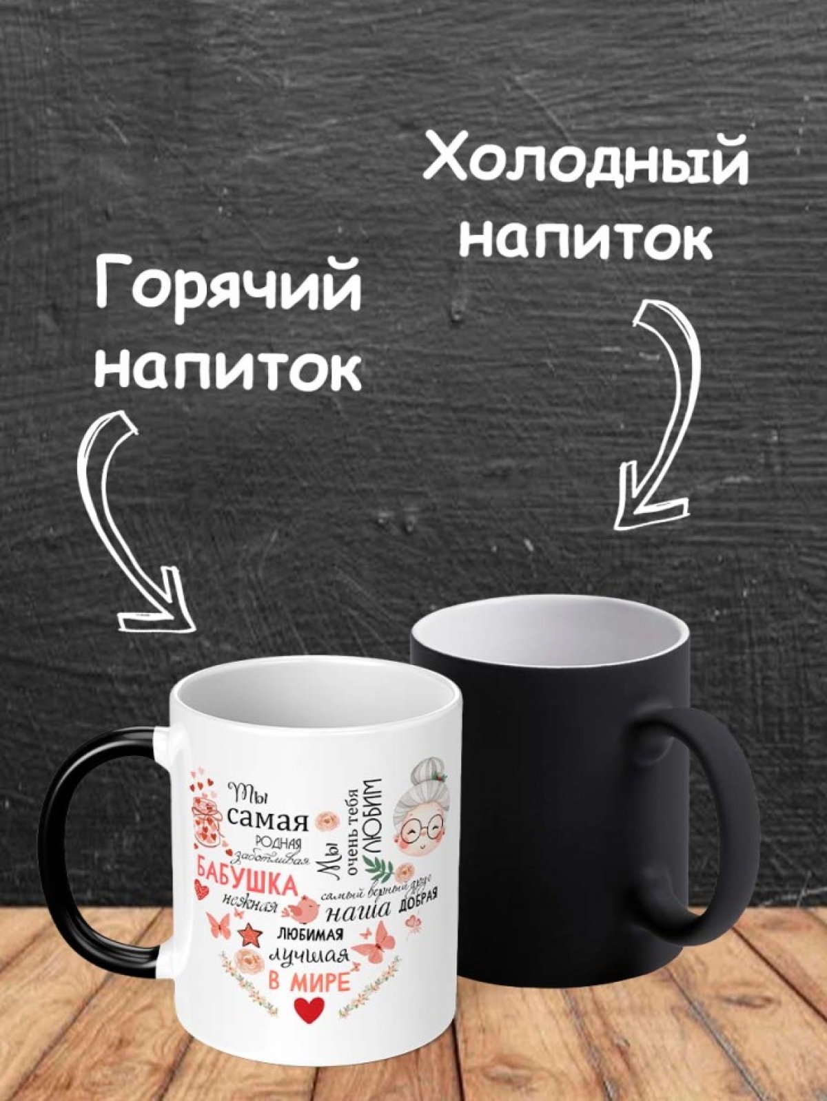 Кружка хамелеон для чая подарок маме бабушке на праздник