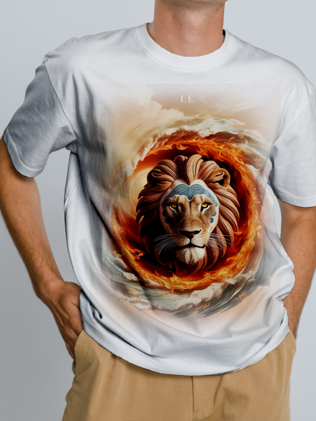Футболка оверсайз белая унисекс с принтом Lioness