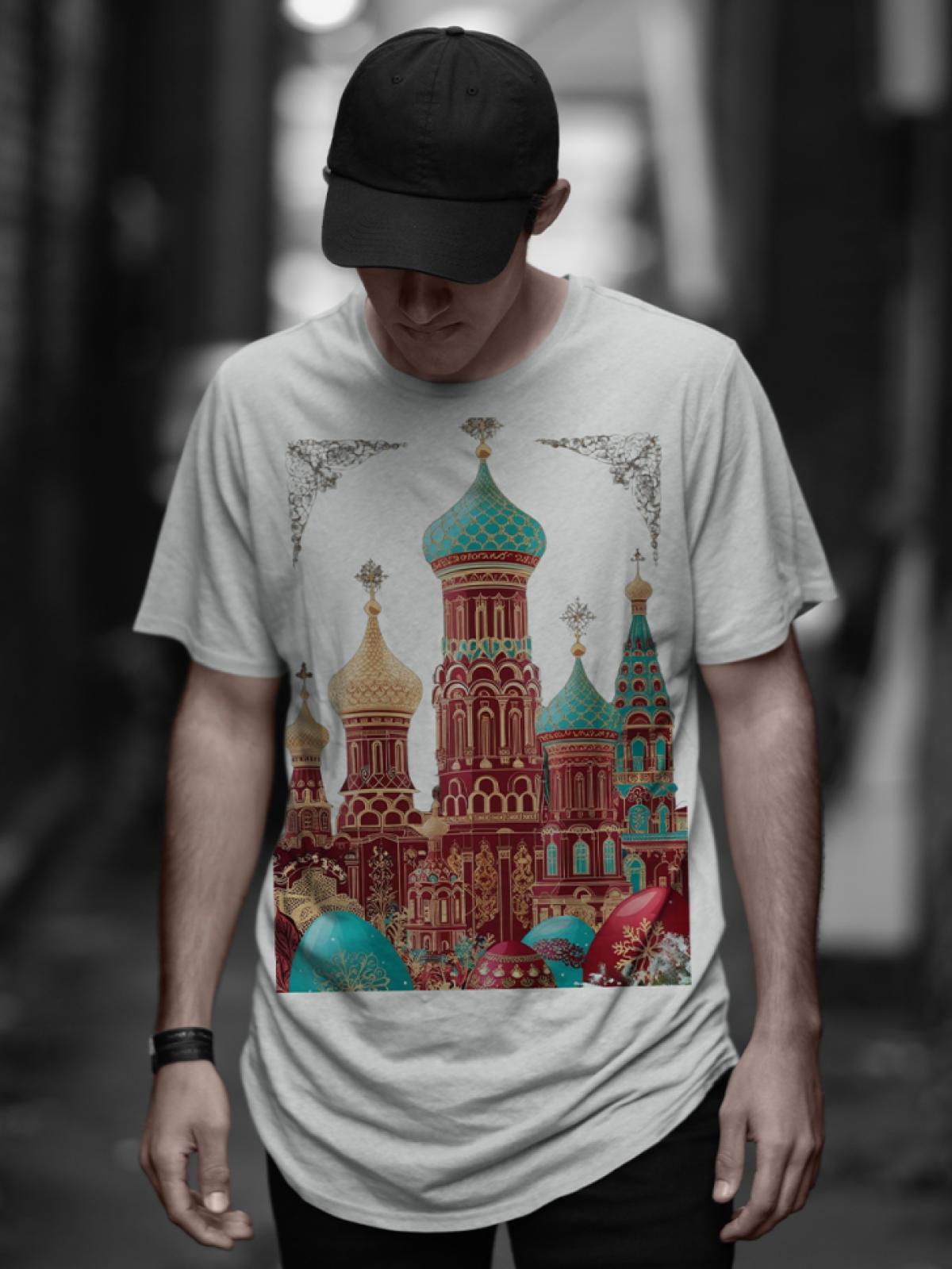 Футболка оверсайз белая унисекс принт Москва