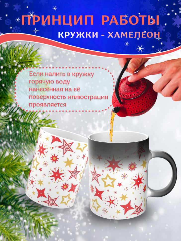 Подарок на новый год Кружка-хамелеон С Новым годом