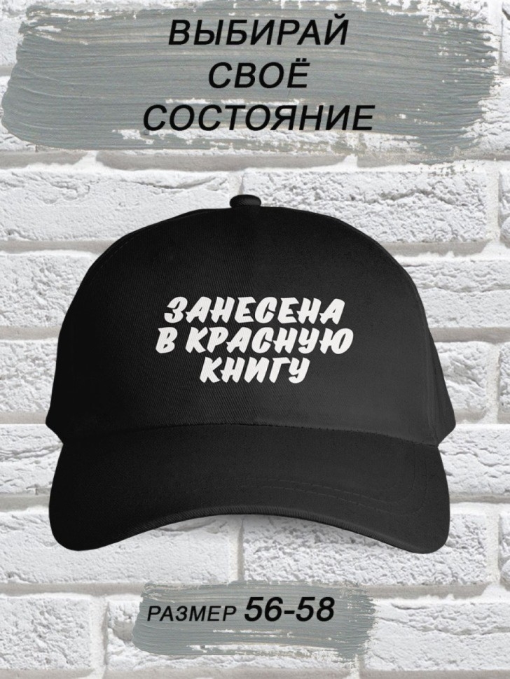 Бейсболка женская черная с прикольной надписью Занесена в кр