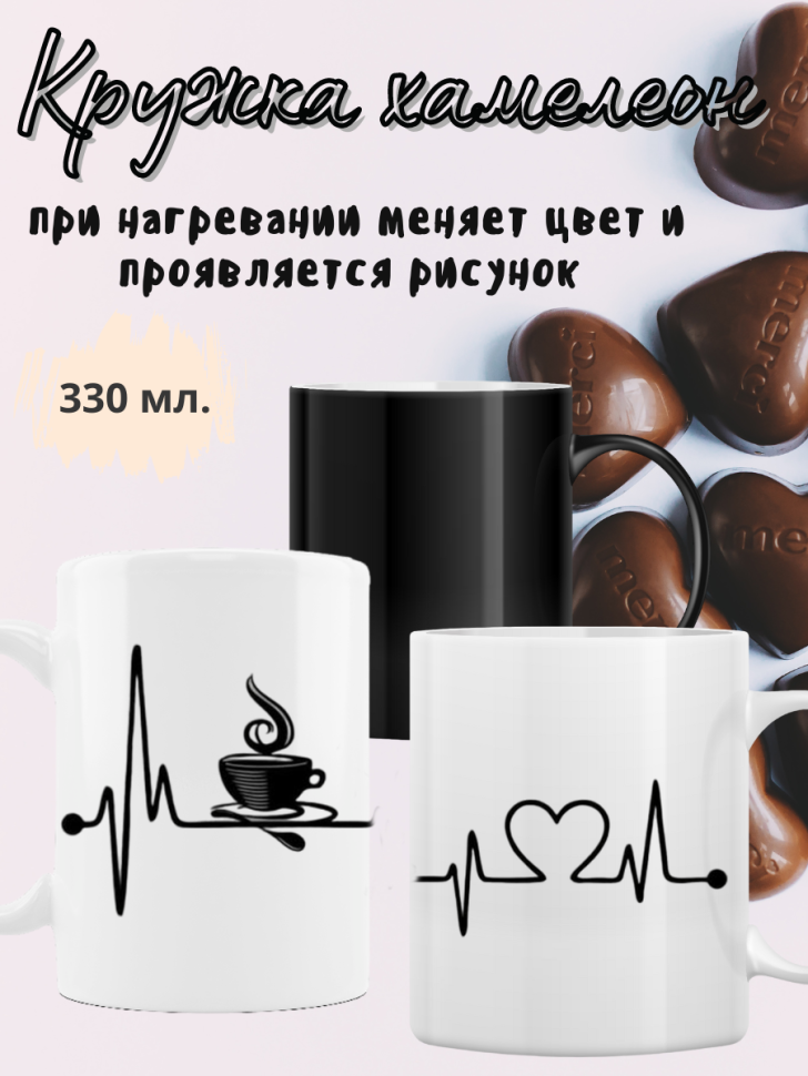Кружка хамелеон для чая и кофе с принтом кофе Кружка хамелеон для чая и кофе с принтом кофе