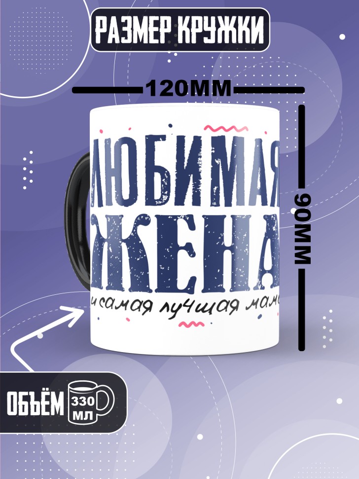 Кружка хамелеон Любимой жене и лучшей маме в подарок 