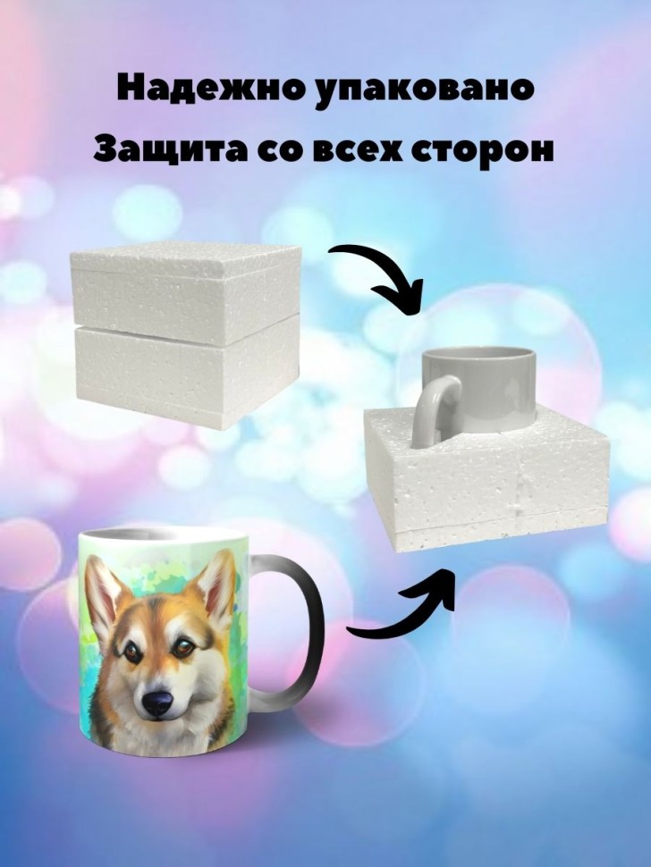 Кружка хамелеон Корги Чашка с собакой меняющая цвет вау
