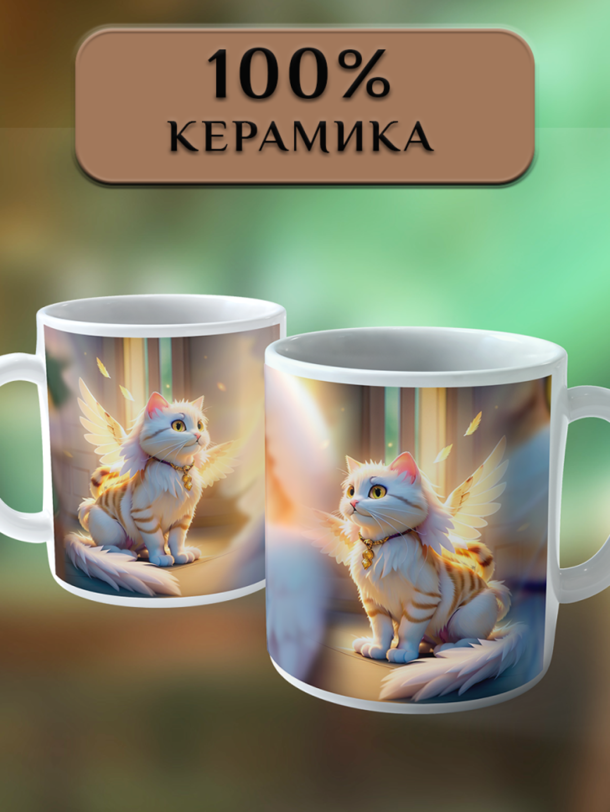 Подарок кружка с принтом "Ангельский котик"