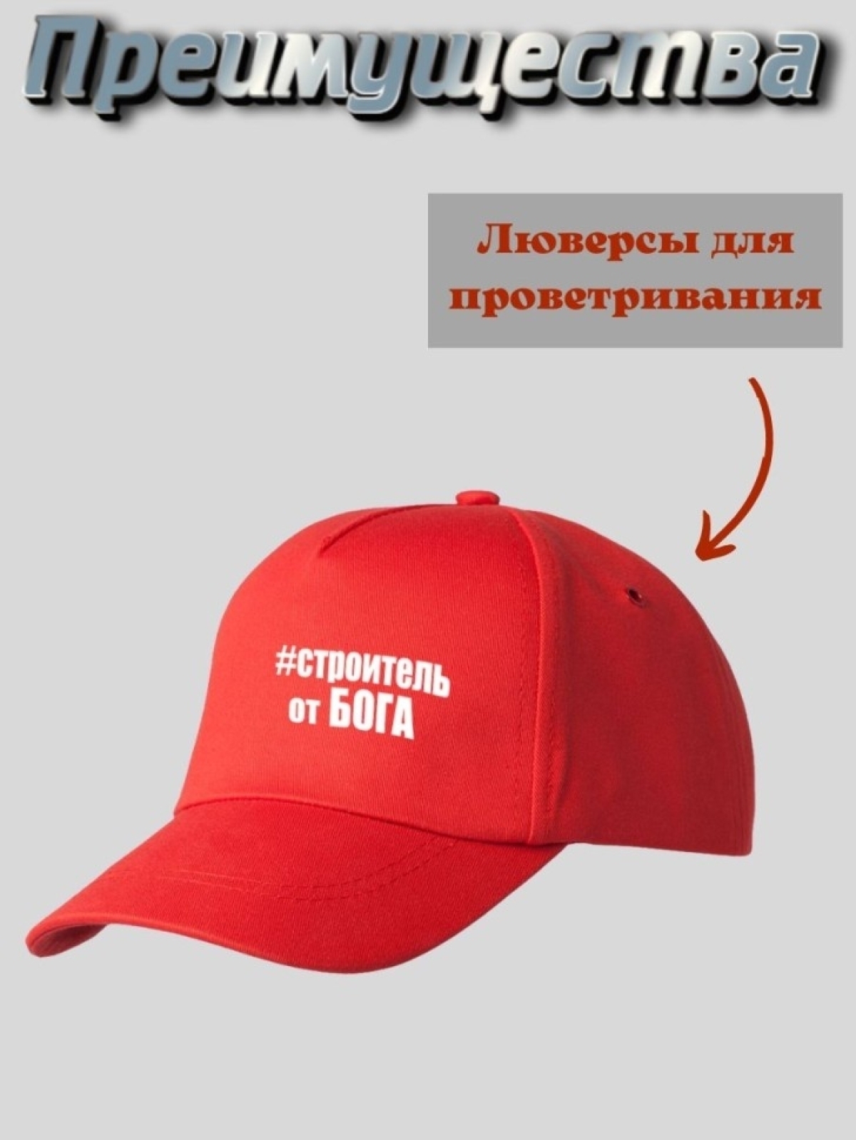 Бейсболка  кепка  мужская с принтом Строитель от бога