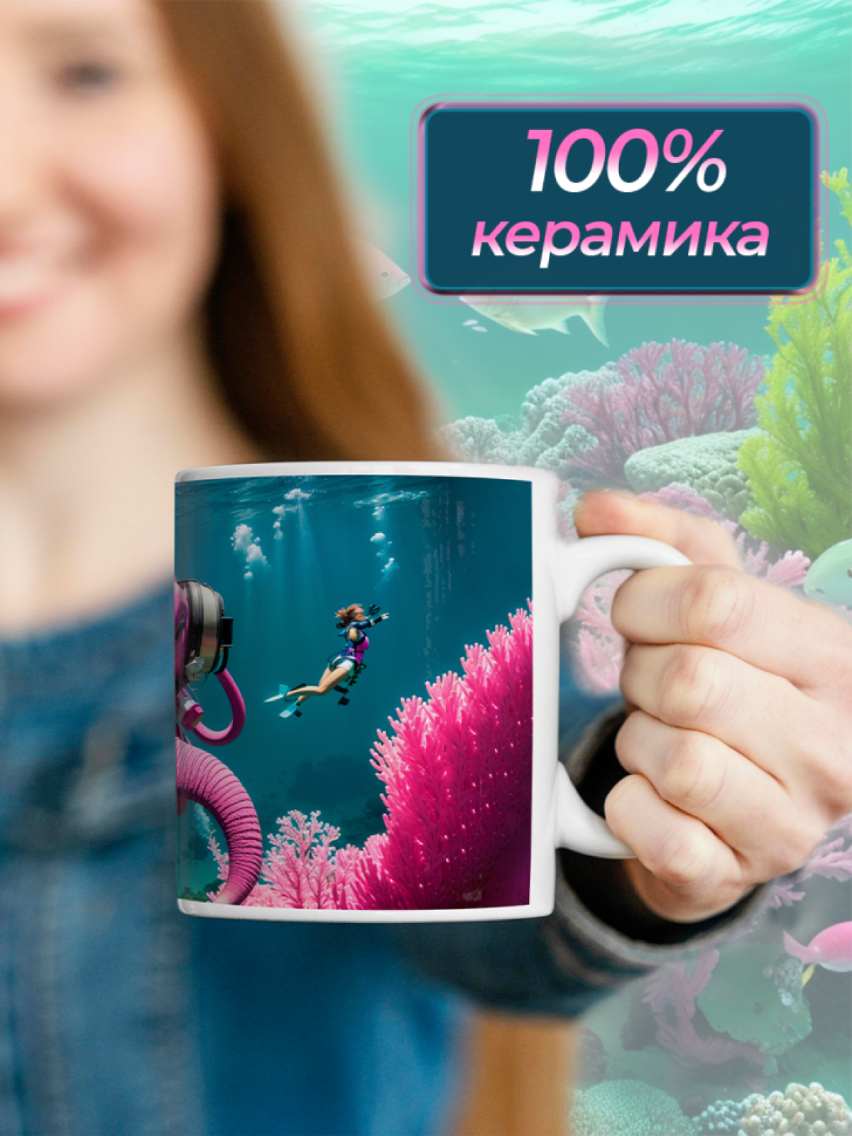 Кружка в подарок керамическая с принтом Розовый слон 