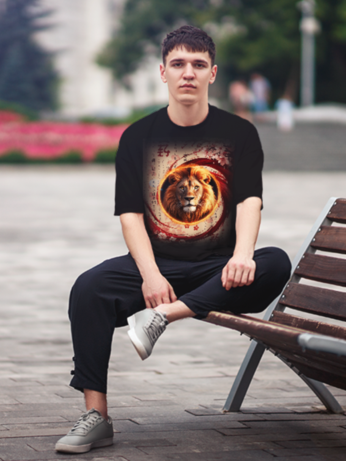 Футболка оверсайз черная унисекс с принтом LEO