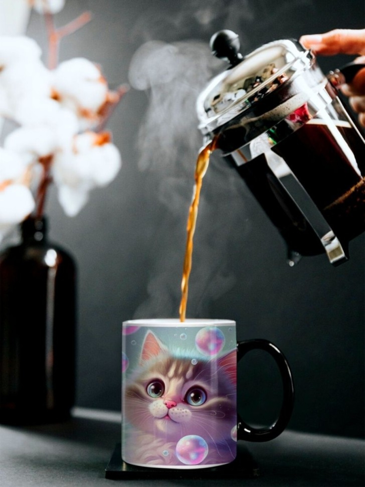 Кружка хамелеон котенок