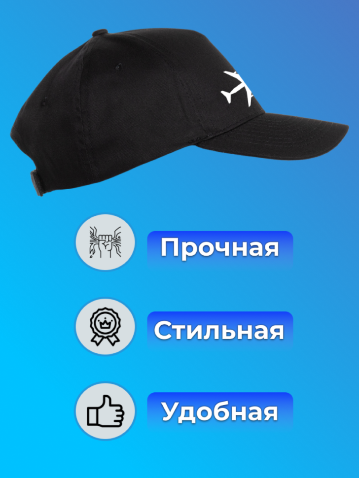 Черная кепка унисекс для мужчин и женщин с принтом самолет