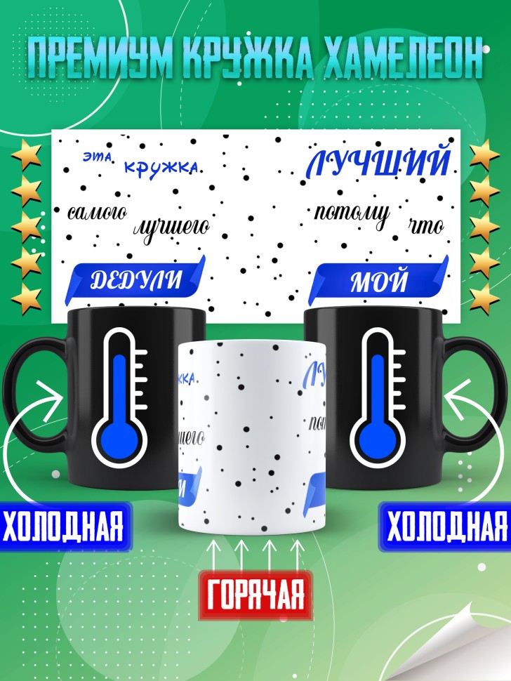 Подарочная кружка хамелеон для чая и для кофе дедушке Подарочная кружка хамелеон для чая и для кофе дедушке