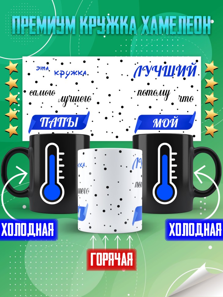 Подарочная кружка хамелеон для чая и для кофе папе Подарочная кружка хамелеон для чая и для кофе папе