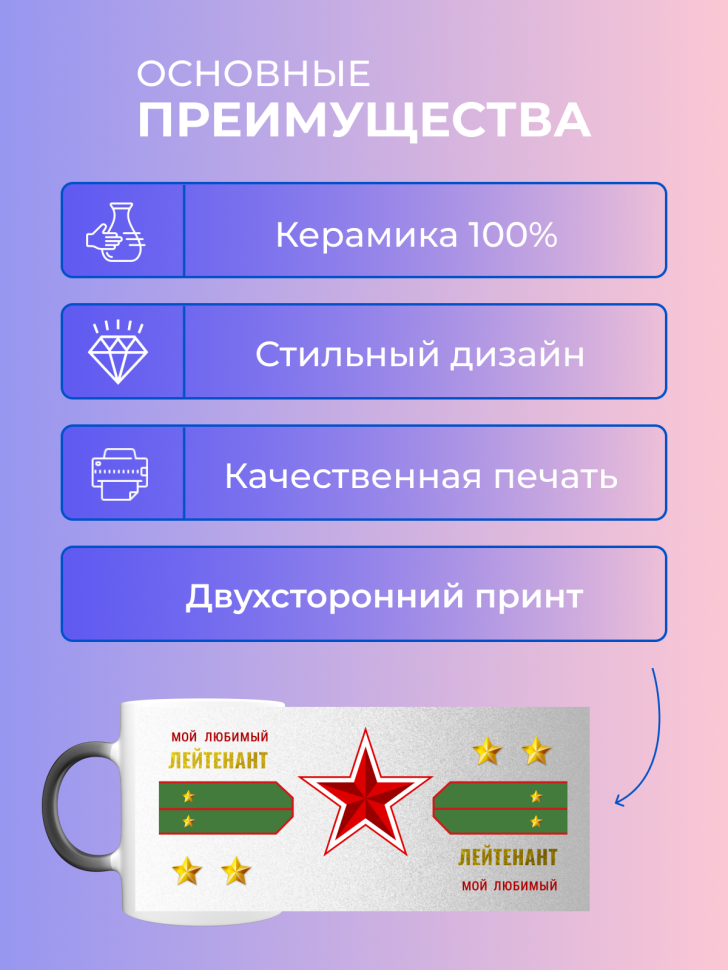 Подарок 23 февраля Кружка-хамелеон День защитника отечества 