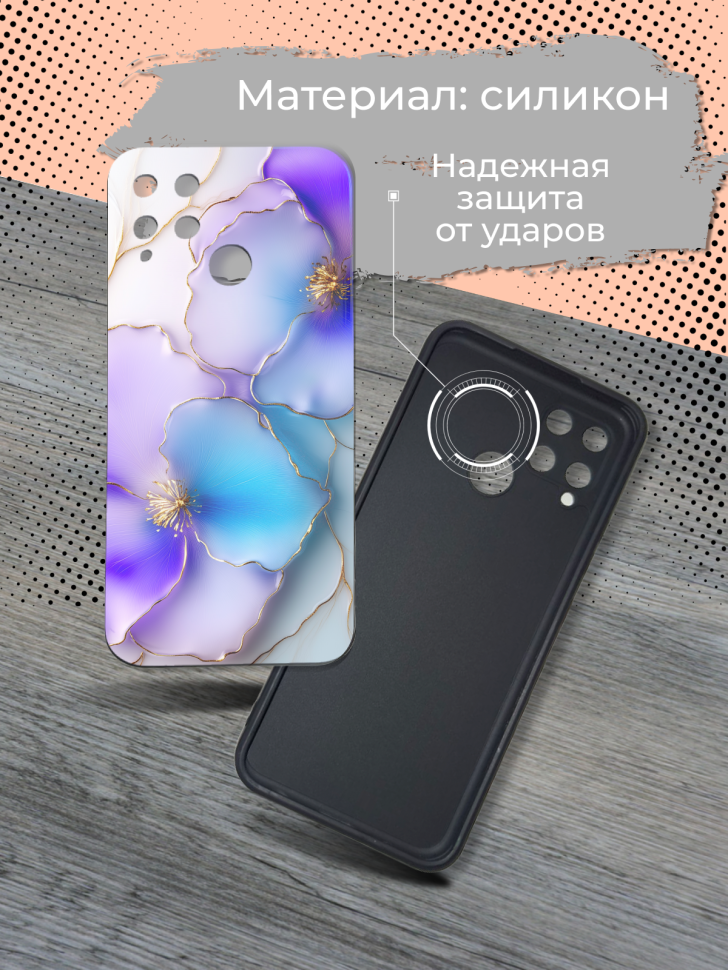 Чехол для телефона Realme C15 Цветы эмаль