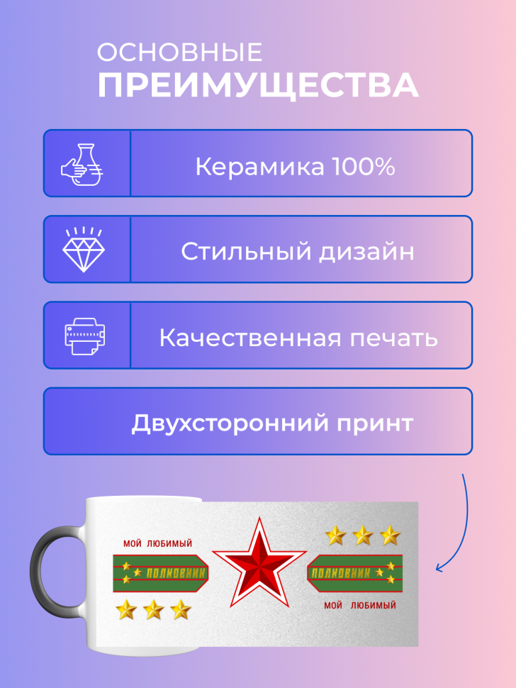 Подарок 23 февраля Кружка-хамелеон День защитника отечества 