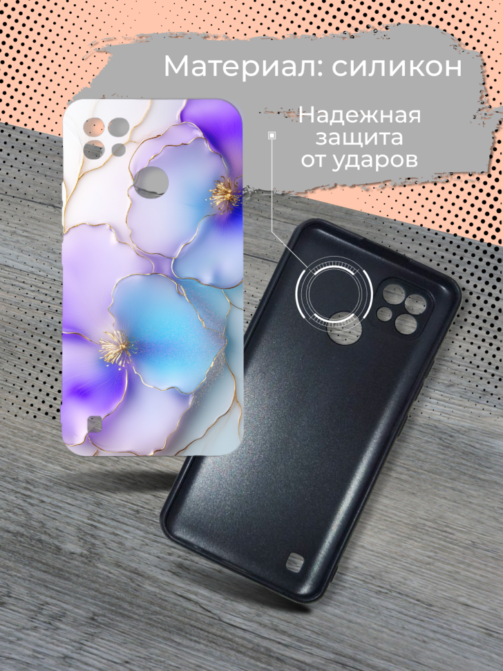 Чехол для телефона Realme C21 Цветы эмаль
