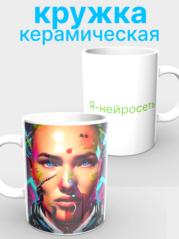 Белая керамическая кружка для креативных с принтом сгенериро Белая керамическая кружка для креативных с принтом сгенериро