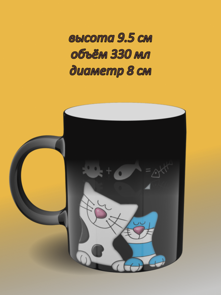 Подарок, кружка хамелеон с рисунком Кошки