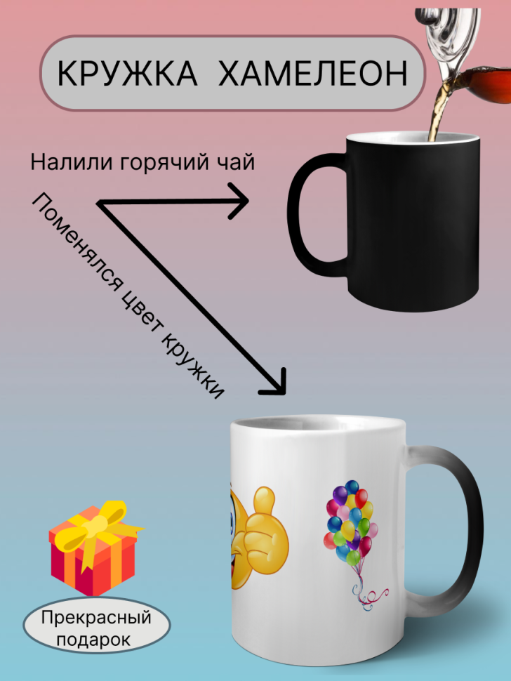 Керамическая большая кружка хамелеон  Меняющая цвет чашка 