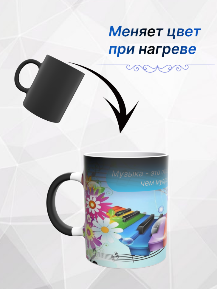 Кружка хамелеон Музыкальные клавиши  музыканту подарок