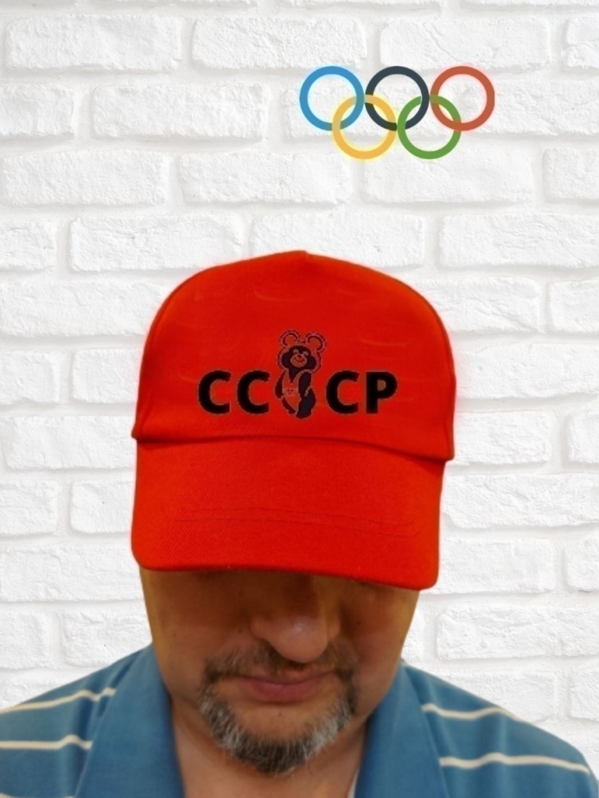 Красная советская бейсболка олимпийский мишка СССР