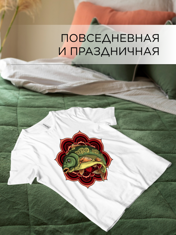 Футболка белая оверсайз с принтом Рыба мечты 2