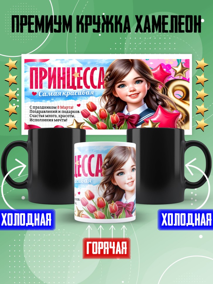 Кружка хамелеон в подарок дочке школьнице на 8 марта Кружка хамелеон в подарок дочке школьнице на 8 марта