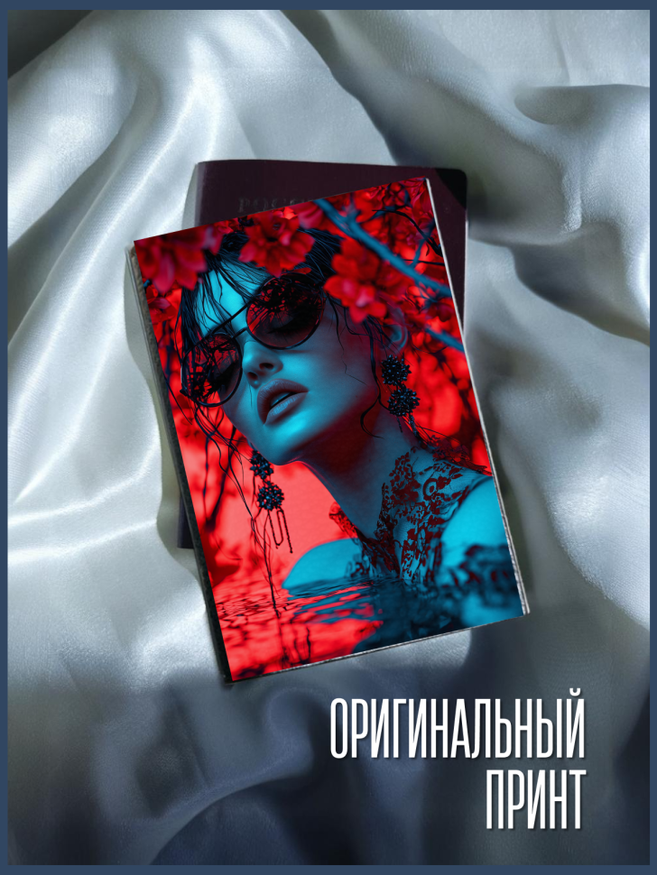 Обложка для паспорта черная с принтом