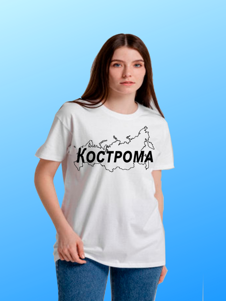 футболка с принтом и названием города Кострома футболка с принтом и названием города Кострома