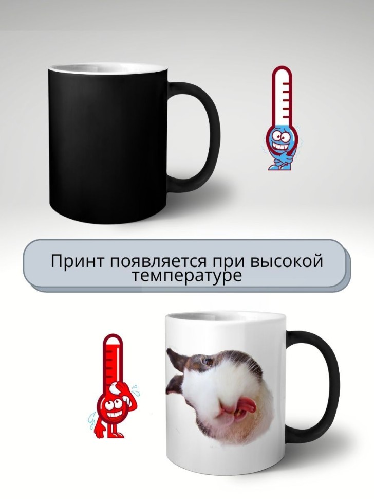 Керамическая кружка хамелеон для чая с принтом