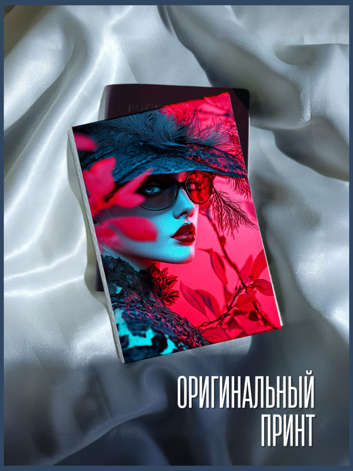 Обложка для паспорта белая с принтом красотка