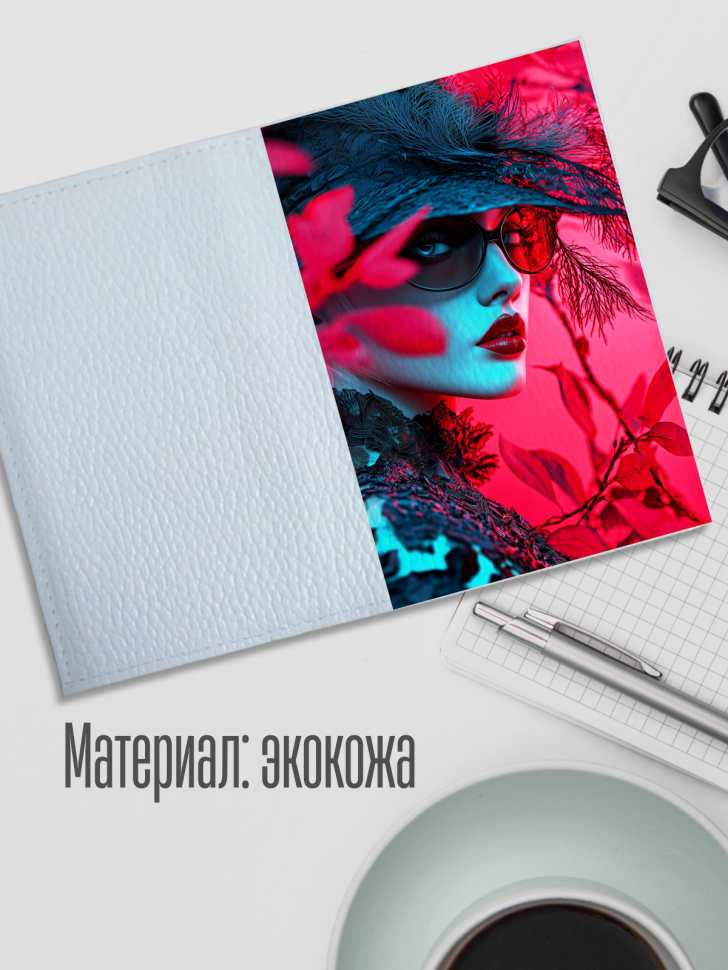 Обложка для паспорта белая с принтом красотка