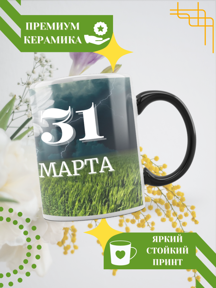 Кружка-хамелеон с принтом подарок на День ангела