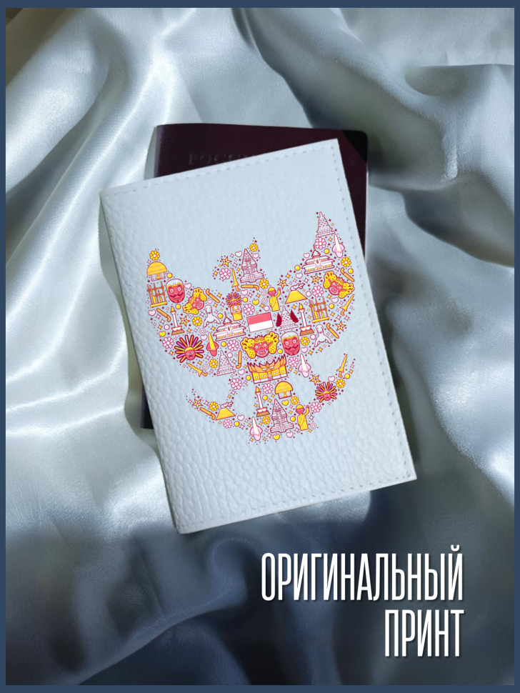 Обложка для паспорта белая с принтом орел