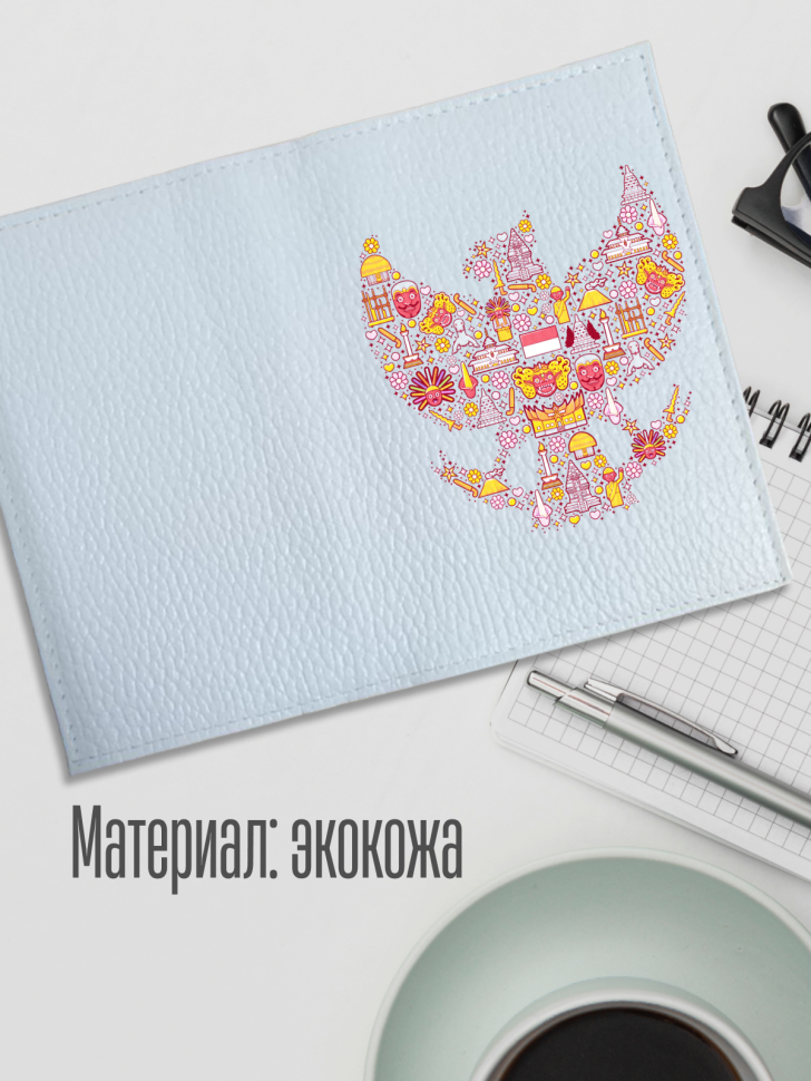 Обложка для паспорта белая с принтом орел