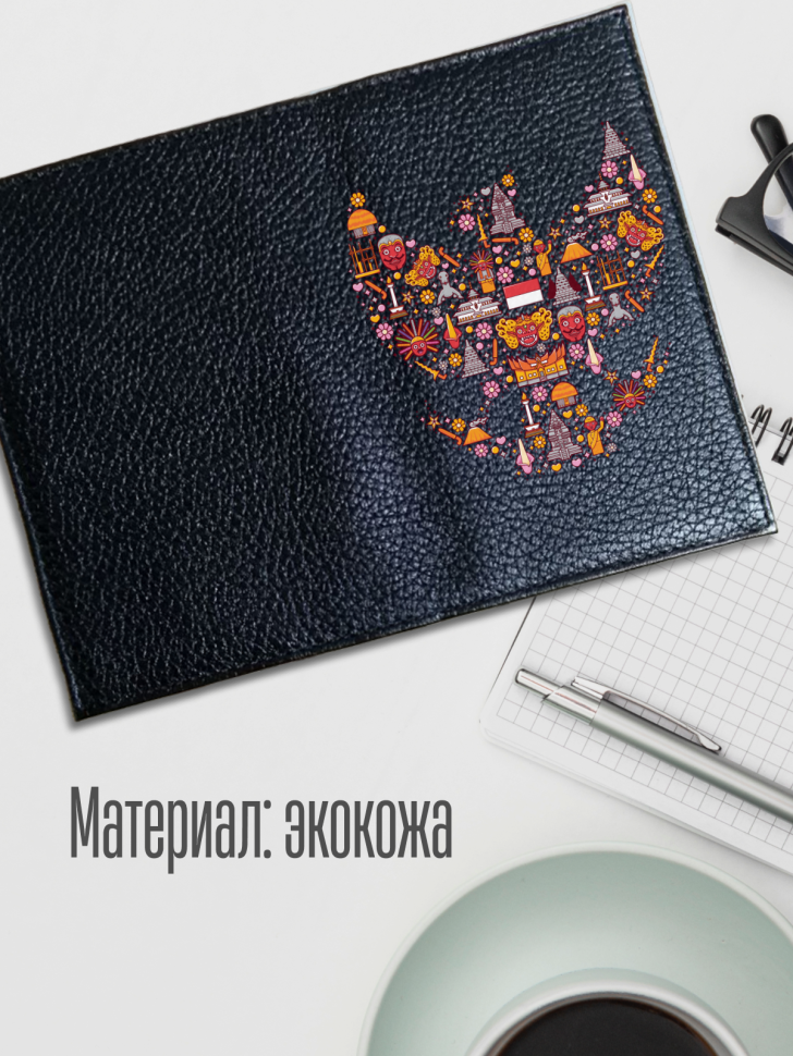 Обложка для паспорта черная с принтом орел