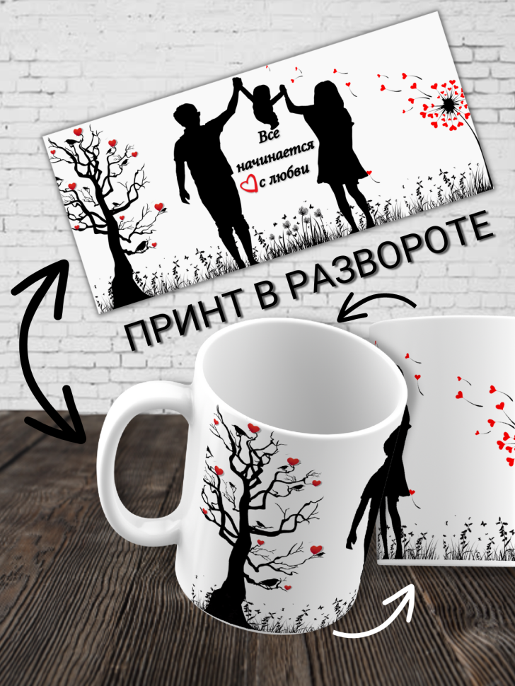прикольная кружка на 14 февраля для влюбленных с сердечками 