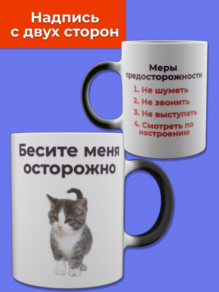 Кружка хамелеон большая с надписью бесите меня осторожно