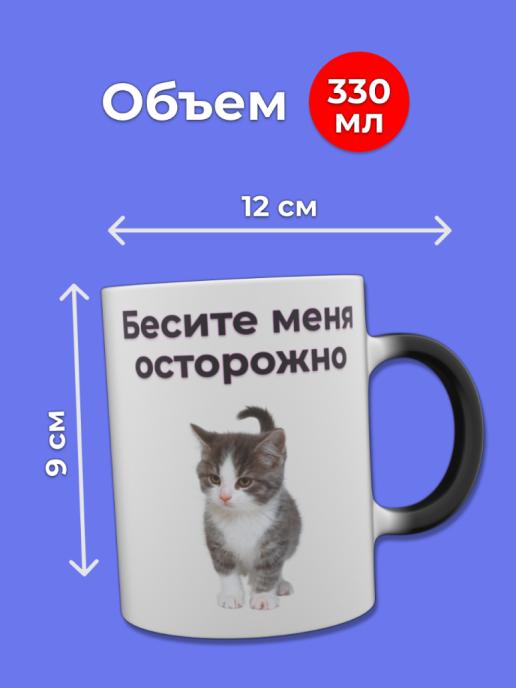Кружка хамелеон большая с надписью бесите меня осторожно
