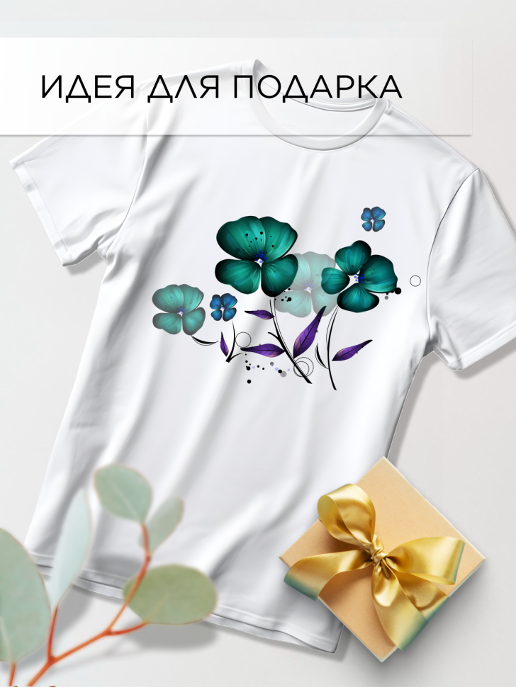 Футболка белая оверсайз с принтом Маки акварель 2