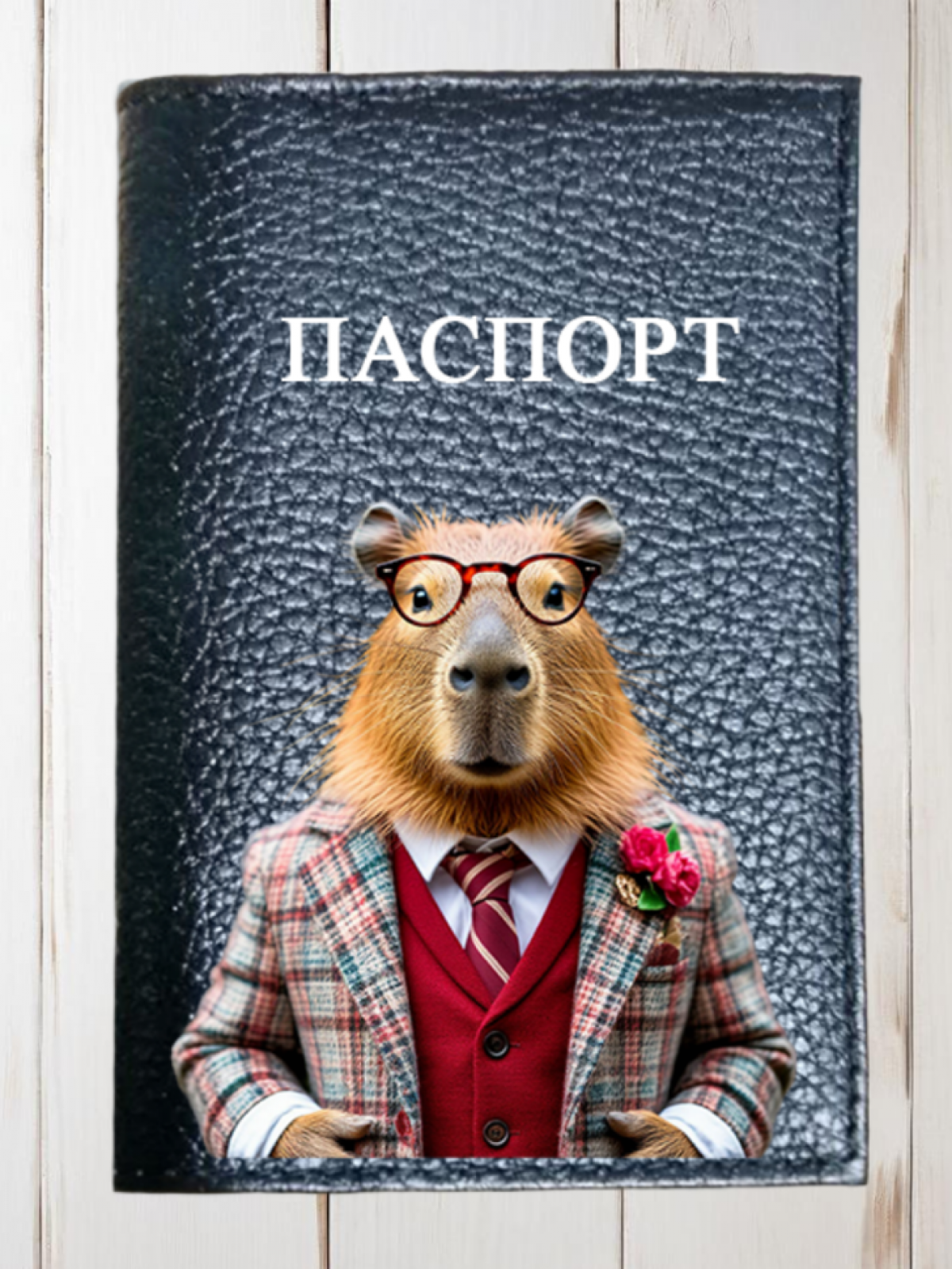 Паспорт обложка черная капибара