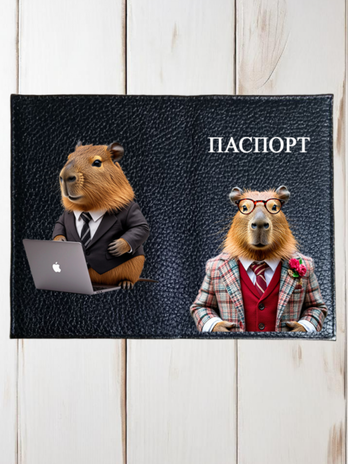 Паспорт обложка черная капибара