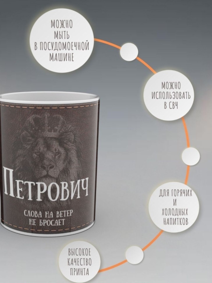 Кружка именная мужская подарочная с надписью Петрович