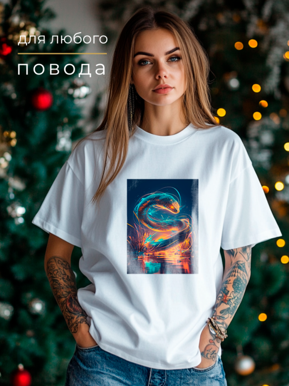 Футболка с принтом змеи