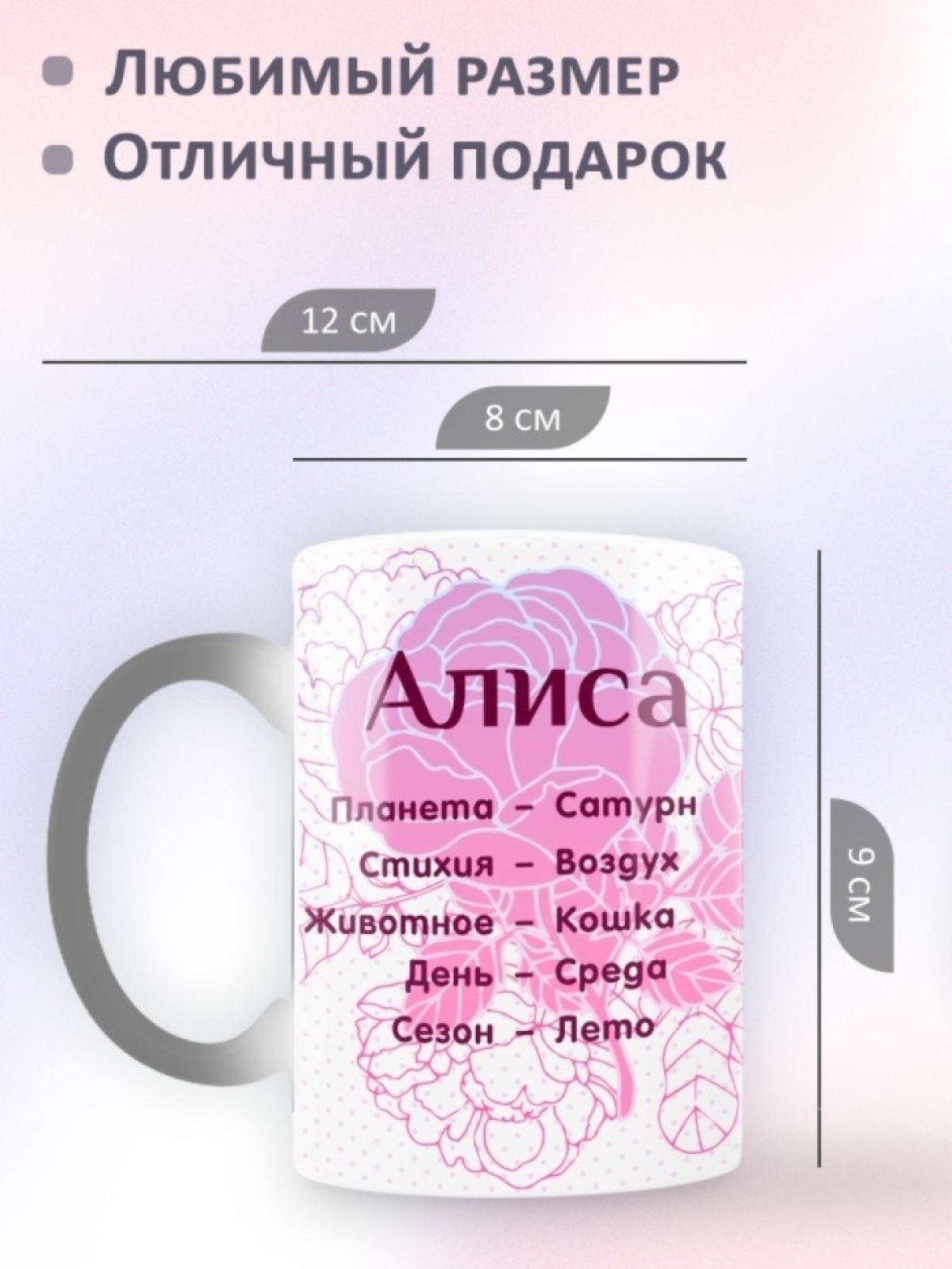Подарок девушке женщине, кружка с именем Алиса