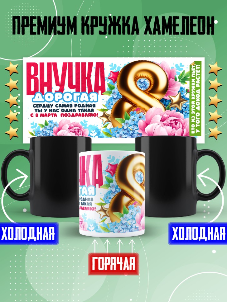 Кружка хамелеон в подарок внучке на 8 марта Кружка хамелеон в подарок внучке на 8 марта