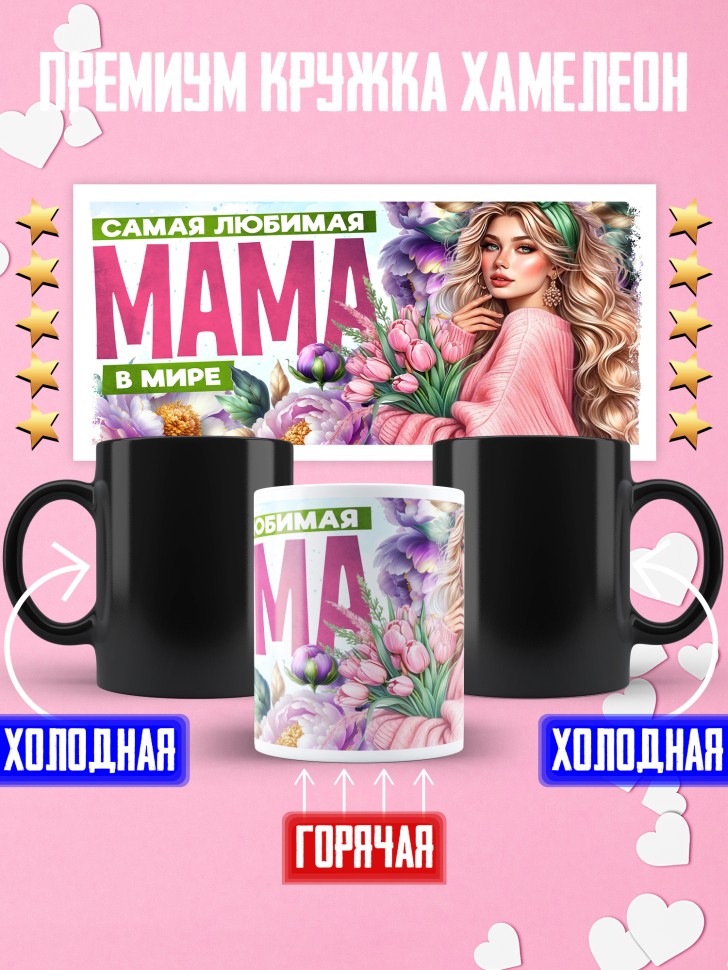 Кружка хамелеон самая любимая мама в мире Кружка хамелеон самая любимая мама в мире