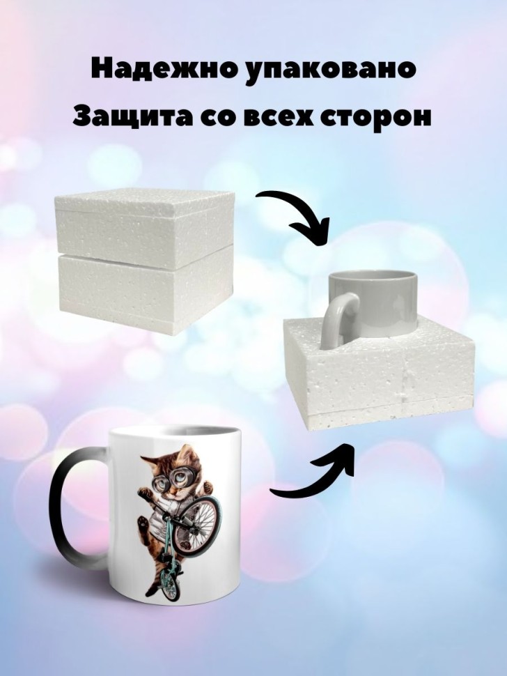Кружка хамелеон Кот велогонщик